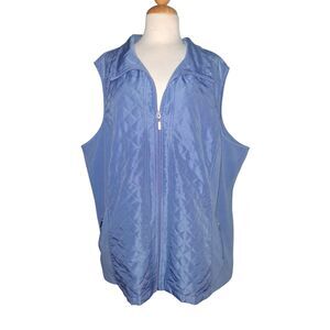 Allison Daley Women's Navy Blue Quilted Fleece Full Zip Vest Lightweight Size 3x